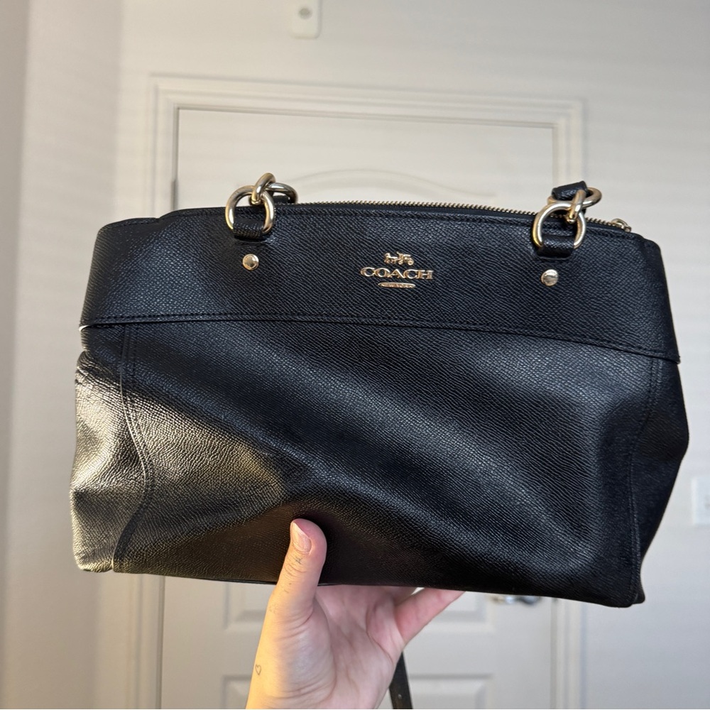 Black coach satchel bag crossbody strap